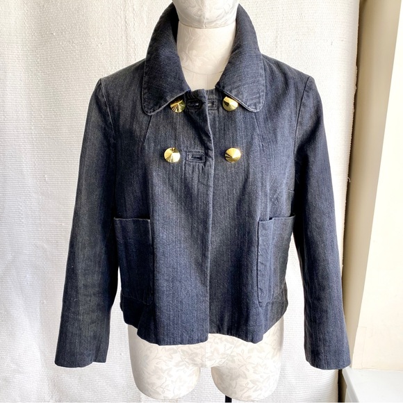 3.1 Phillip Lim M Stretch Denim Blazer Grey Black Casual Jean Jacket Spring Fall - Picture 9 of 10